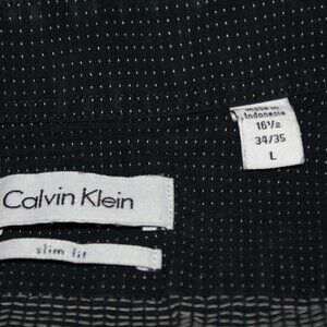 Men's Black with Silver Calvin Klein Slim Fit Button down 161/2 34/35 Shirt